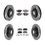 Front Rear Drilled Slot Brake Rotors Ceramic Pad Kit For Land Rover Range Evoque