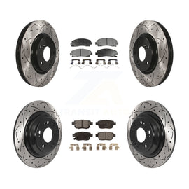 [Front+Rear] 2009-2014 Acura TL Performance Drilled & Slotted Brake Rotor & Ceramic Pads Kit For Max Braking