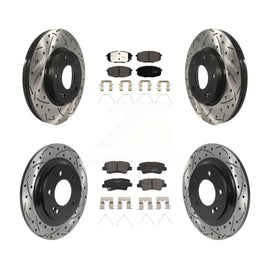 Front Rear Drilled Slot Brake Rotor & Ceramic Pad Kit For Hyundai Elantra GT Kia
