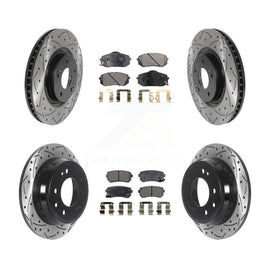 Front Rear Coated Drill Slot Disc Brake Rotor Ceramic Pad Kit For Hyundai Tucson