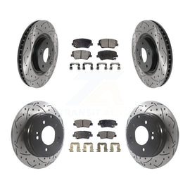 Front Rear Coated Drill Slot Disc Brake Rotors Ceramic Pad Kit For Hyundai Azera