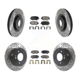 Front Rear Coated Drill Slot Disc Brake Rotors Ceramic Pad Kit For Hyundai Azera