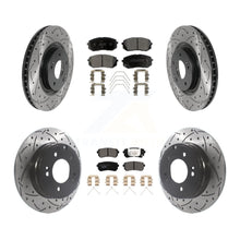 Load image into Gallery viewer, Front Rear Coated Drilled Slot Disc Brake Rotor &amp; Ceramic Pad Kit For Kia Optima