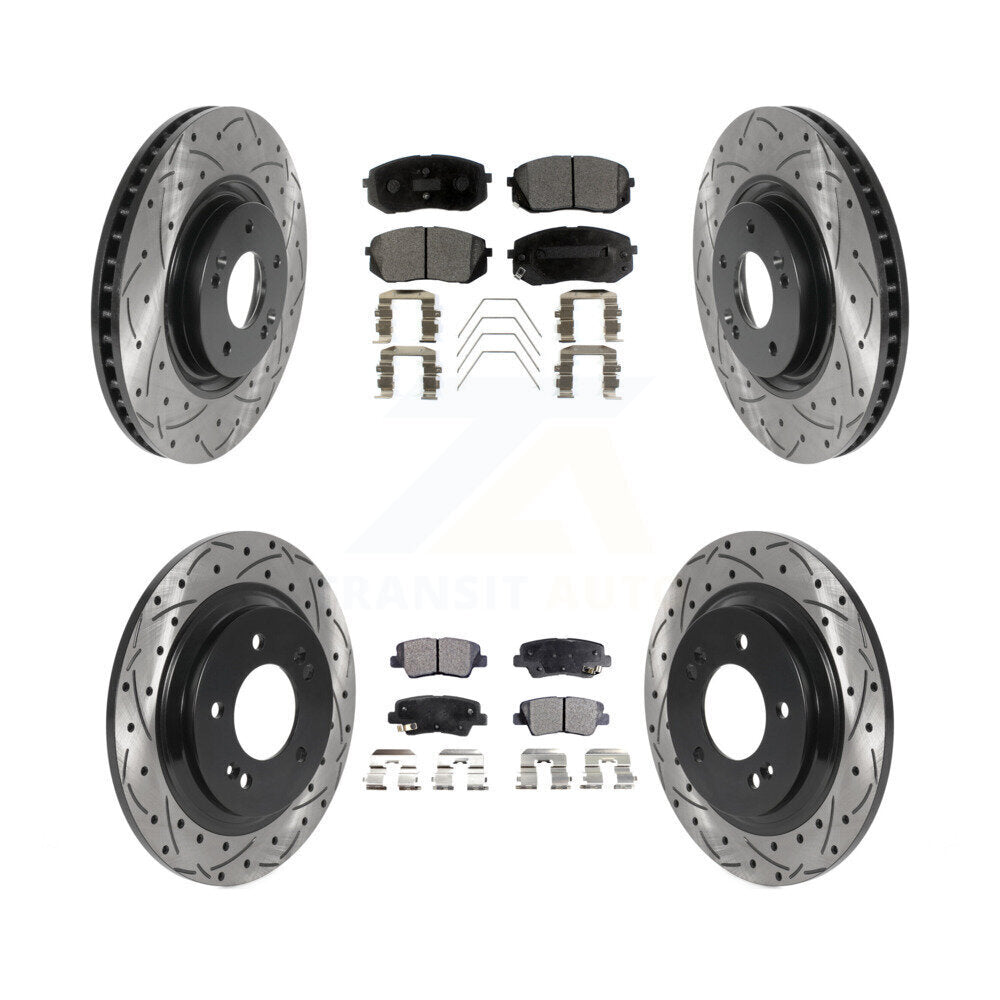Front Rear Drill Slot Brake Rotors Ceramic Pad Kit For Hyundai Sonata GAS engine