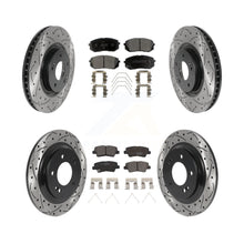 Load image into Gallery viewer, Front Rear Coated Drilled Slot Disc Brake Rotor &amp; Ceramic Pad Kit For Kia Optima