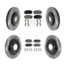 Load image into Gallery viewer, Front Rear Coated Drilled Slot Disc Brake Rotor &amp; Ceramic Pad Kit For Kia Optima