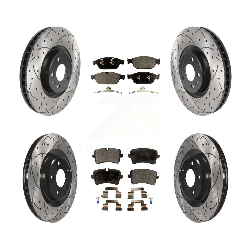 Front Rear Drilled Slot Disc Brake Rotors Ceramic Pad Kit For Audi A6 Quattro A7