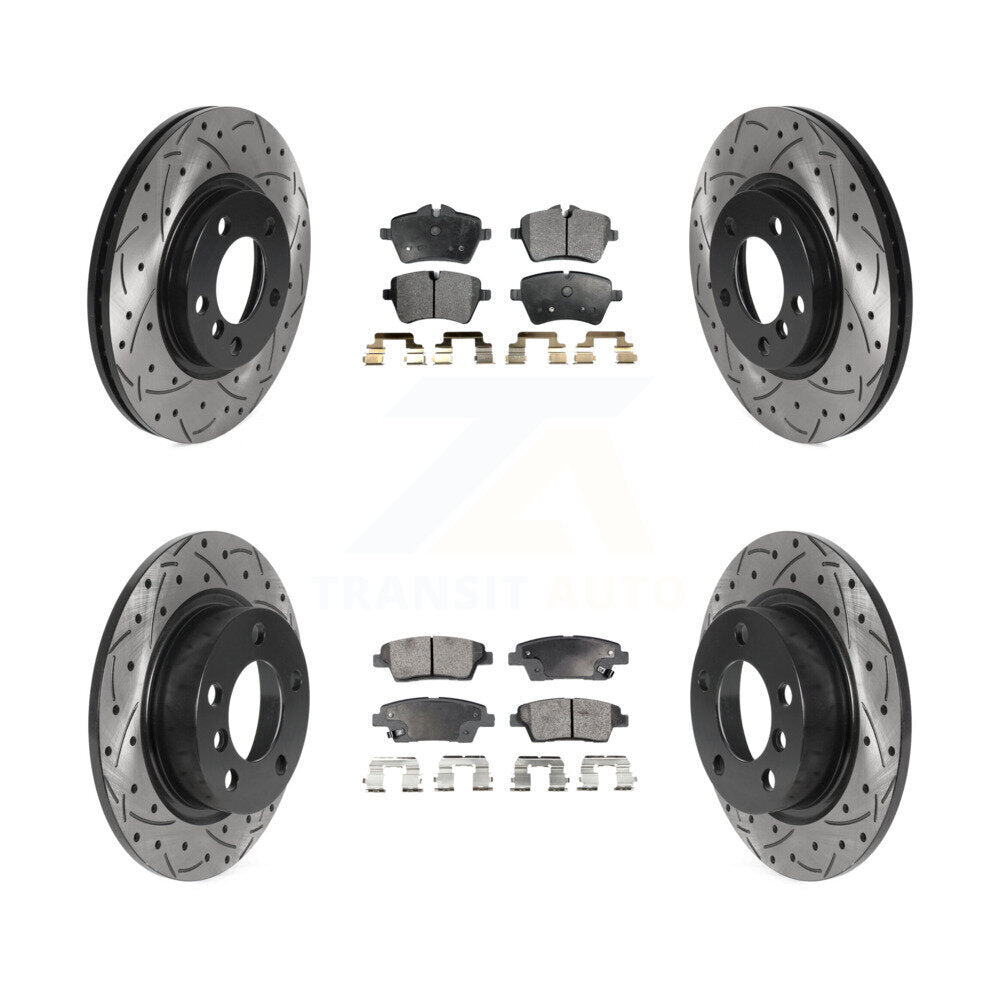 Front Rear Drilled Slot Brake Rotor & Ceramic Pad Kit For Mini Cooper Countryman