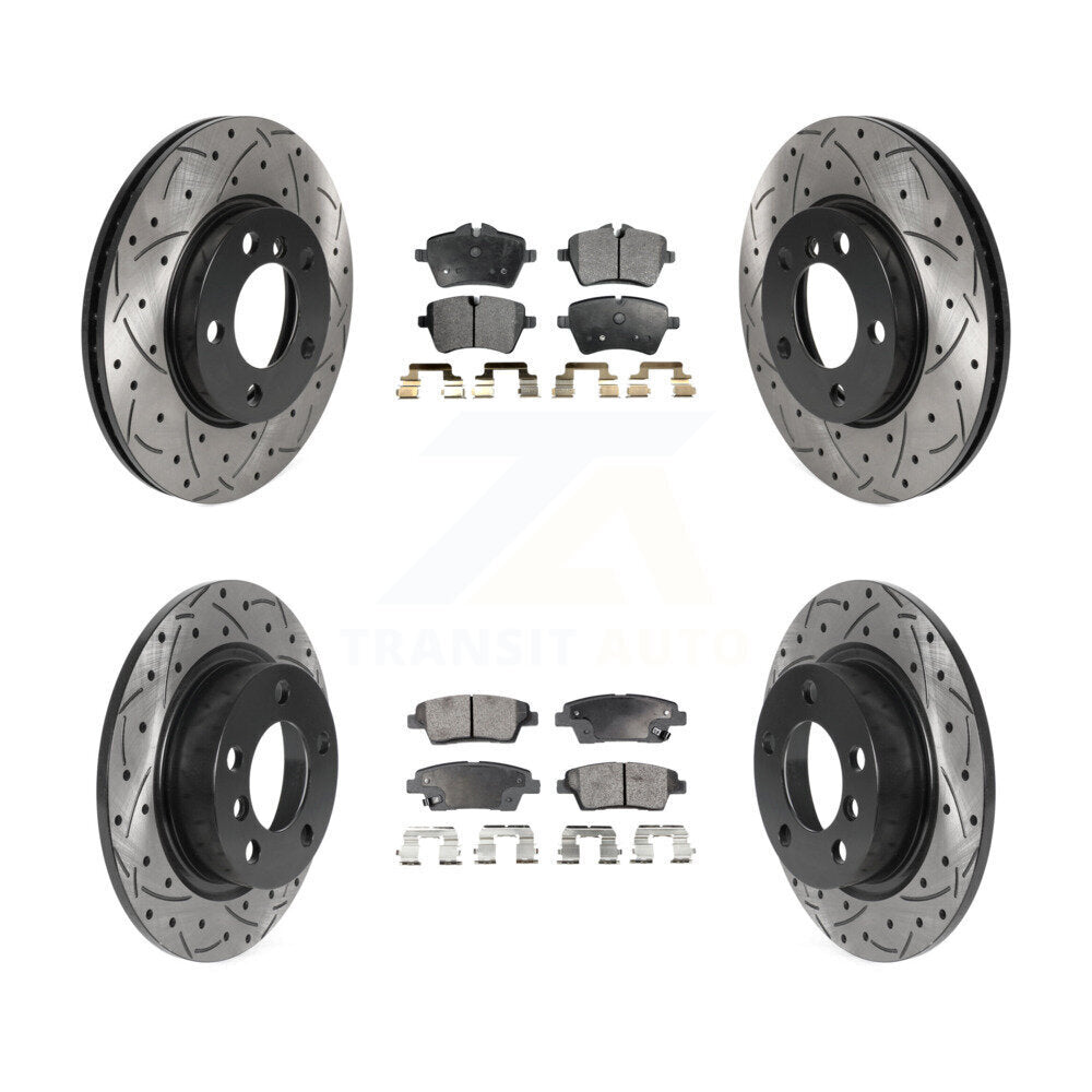 Front Rear Drilled Slot Brake Rotor & Ceramic Pad Kit For Mini Cooper Countryman