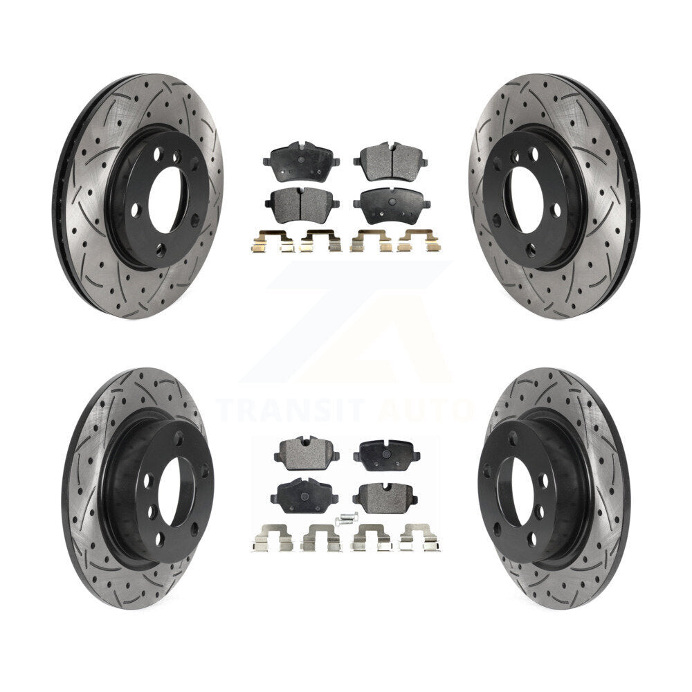 Front Rear Drilled Slot Brake Rotor & Ceramic Pad Kit For Mini Cooper Countryman