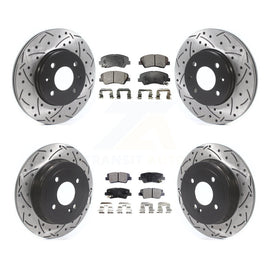 Front Rear Drilled Slot Brake Rotor & Ceramic Pad Kit For Hyundai Accent Kia Rio