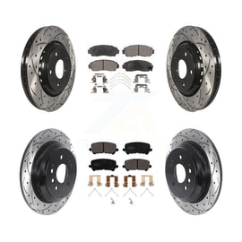 [Front+Rear] 2019-2022 Honda Passport Performance Drilled & Slotted Brake Rotor & Ceramic Pads Kit For Max Braking