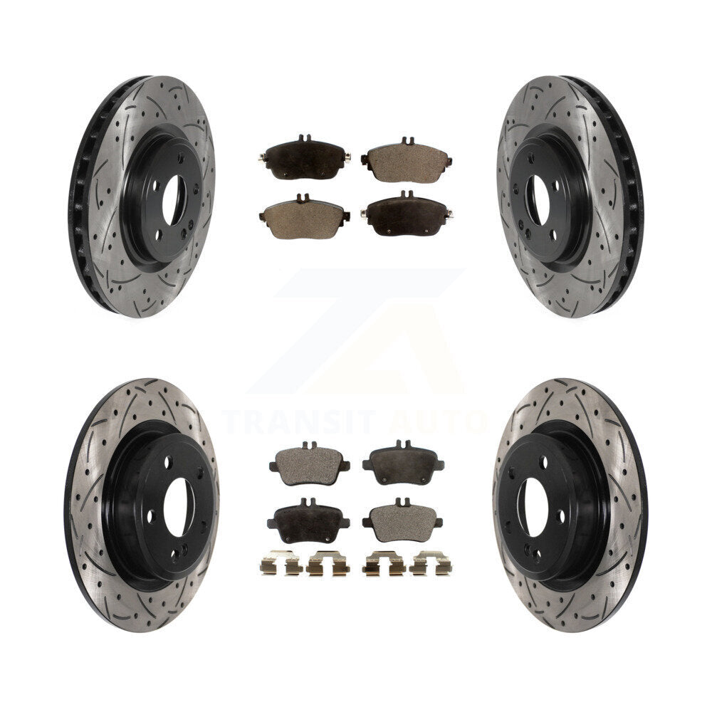 Front Rear Drill Slot Brake Rotors Ceramic Pad Kit For Mercedes-Benz GLA250 QX30
