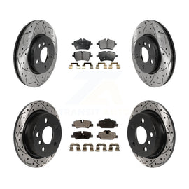 Front Rear Coated Drilled Slot Disc Brake Rotors Ceramic Pad Kit For Mini Cooper