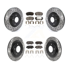 Load image into Gallery viewer, Front Rear Coated Drilled Slot Disc Brake Rotor &amp; Ceramic Pad Kit For Kia Optima
