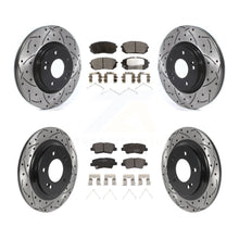 Charger l'image dans la galerie, Front Rear Coated Drilled Slot Disc Brake Rotor &amp; Ceramic Pad Kit For Kia Optima