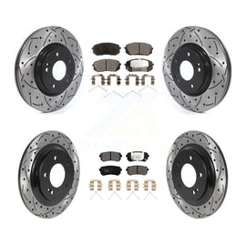 Front Rear Drilled Slot Brake Rotor Ceramic Pad Kit For Kia Optima LX/EX/LX 1.6T