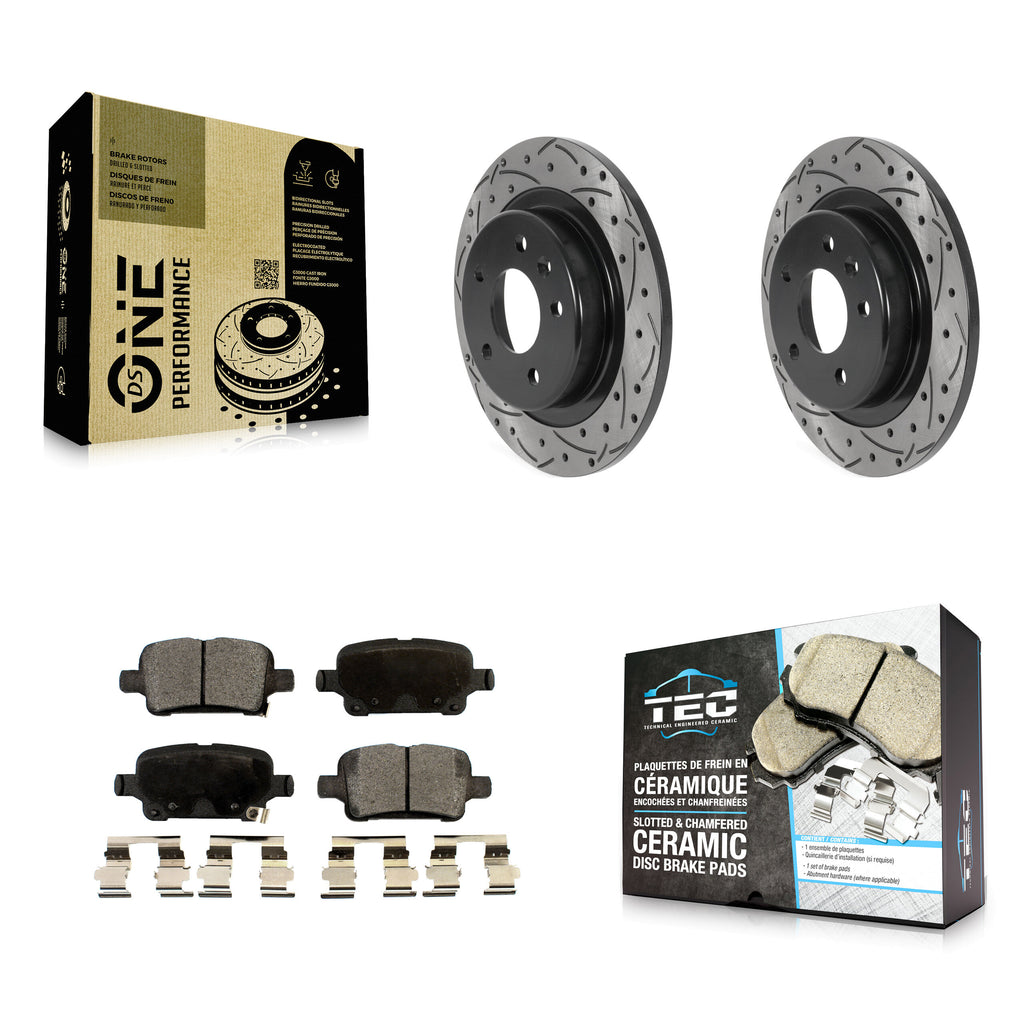 Rear Drilled Slot Brake Rotor & Ceramic Pad Kit For Chevrolet Equinox Malibu GMC