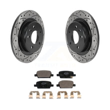 Charger l&#39;image dans la galerie, Rear Coated Drilled Slot Disc Brake Rotor &amp; Ceramic Pad Kit For Chevrolet Malibu