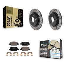 Charger l'image dans la galerie, Rear Coated Drilled Slot Disc Brake Rotor &amp; Ceramic Pad Kit For Chevrolet Malibu