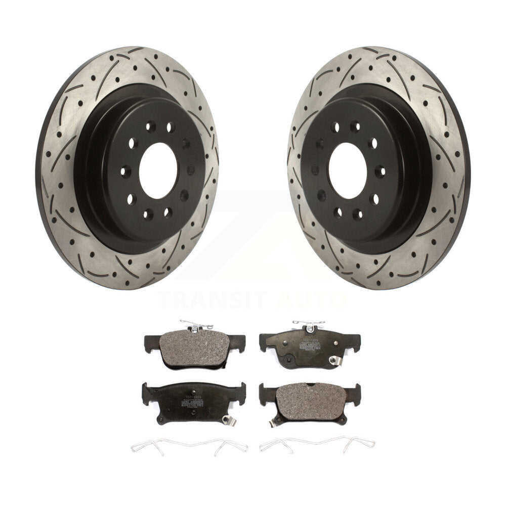 Rear Coated Drilled Slotted Disc Brake Rotors Ceramic Pad Kit For Buick Envision