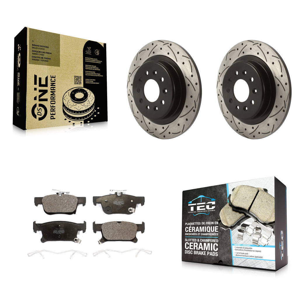 Rear Coated Drilled Slotted Disc Brake Rotors Ceramic Pad Kit For Buick Envision