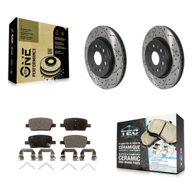 Rear Drilled Slot Brake Rotors Ceramic Pad Kit For Chevrolet Traverse GMC Acadia