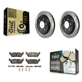 Rear Drilled Slot Brake Rotors Ceramic Pad Kit For Ford F-150 Expedition Lincoln