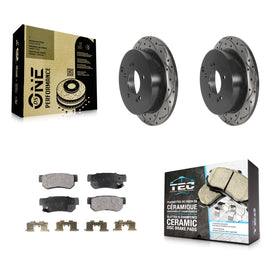 Rear Drilled Slot Brake Rotors Ceramic Pad Kit For Hyundai Santa Fe Kia Sportage
