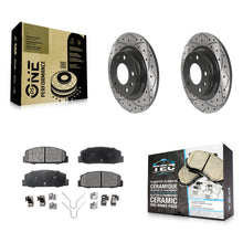 Charger l'image dans la galerie, Rear Coated Drilled Slotted Disc Brake Rotor Ceramic Pad Kit For Mazda 6 Protege