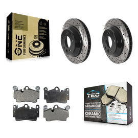 Rear Drill Slot Brake Rotors Ceramic Pad Kit For Audi Q7 Porsche Cayenne Touareg