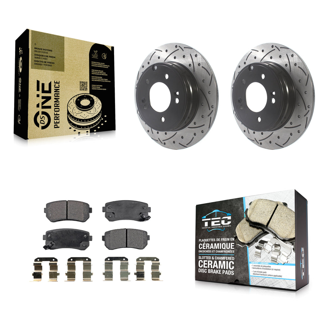 Kit de plaquettes en céramique pour Rotor de frein à disque, fente arrière percée, pour Hyundai Sonata Tucson Kia 