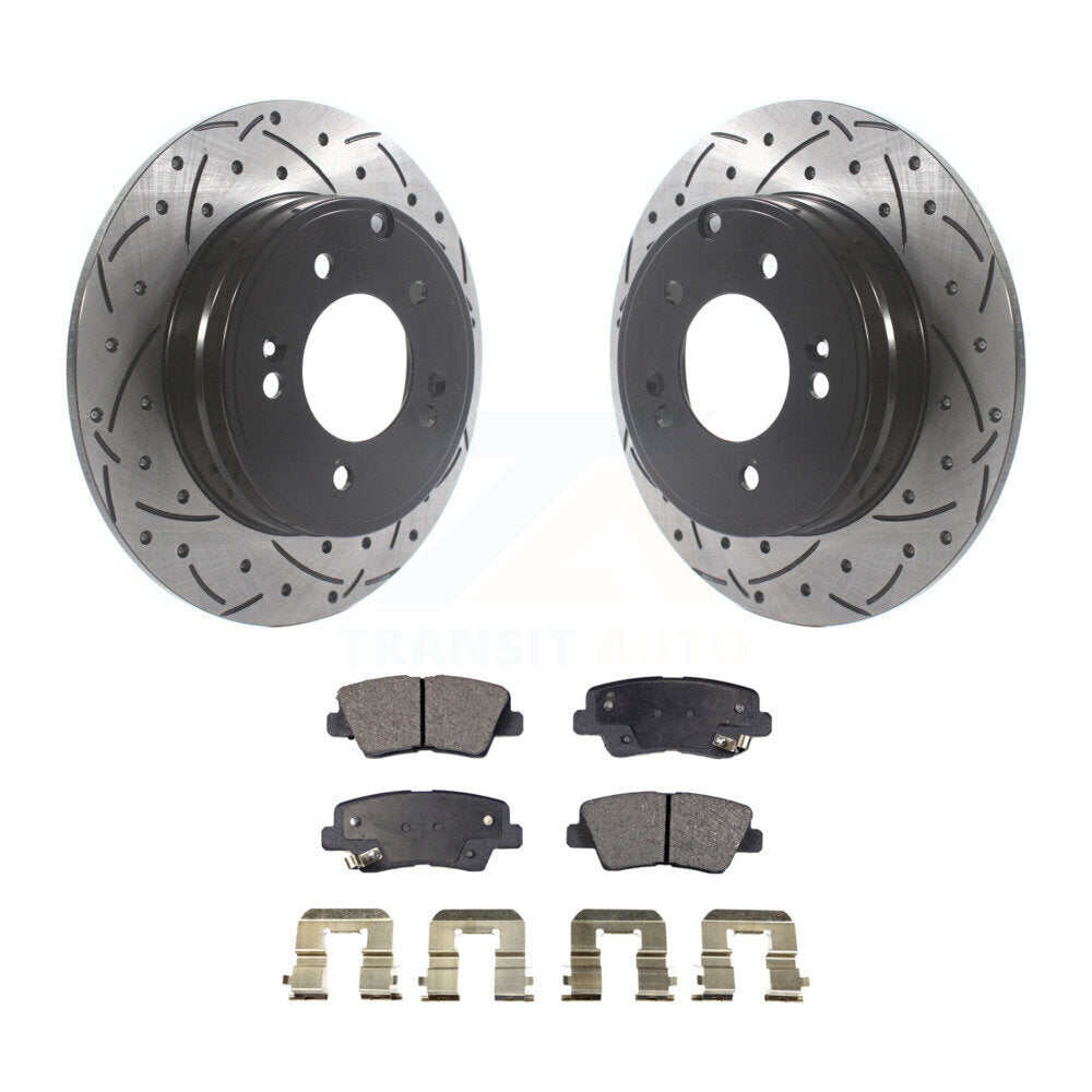 Kit de plaquettes de frein en céramique, Rotors de frein à fente arrière, pour Hyundai Sonata Kia Optima Azera 