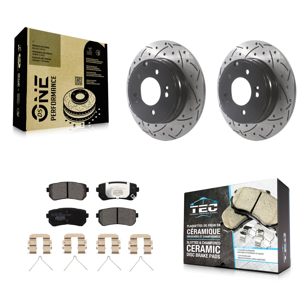 Kit de plaquettes en céramique pour Rotor de frein à disque, fente arrière percée, pour Hyundai Sonata Kia Optima 