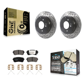 Rear Drilled Slot Disc Brake Rotor Ceramic Pad Kit For Hyundai Sonata Kia Optima