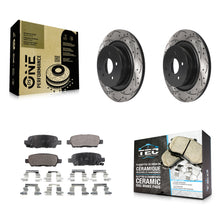 Load image into Gallery viewer, Rear Coated Drill Slot Disc Brake Rotor Ceramic Pad Kit For INFINITI G37 G35 Q60