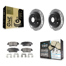 Charger l'image dans la galerie, Rotor de frein à fente arrière percé et Kit de plaquettes en céramique pour Hyundai Genesis G80 Kia K900 