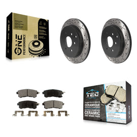 Rear Drill Slot Brake Rotor Ceramic Pad Kit For INFINITI Nissan Armada QX80 QX56