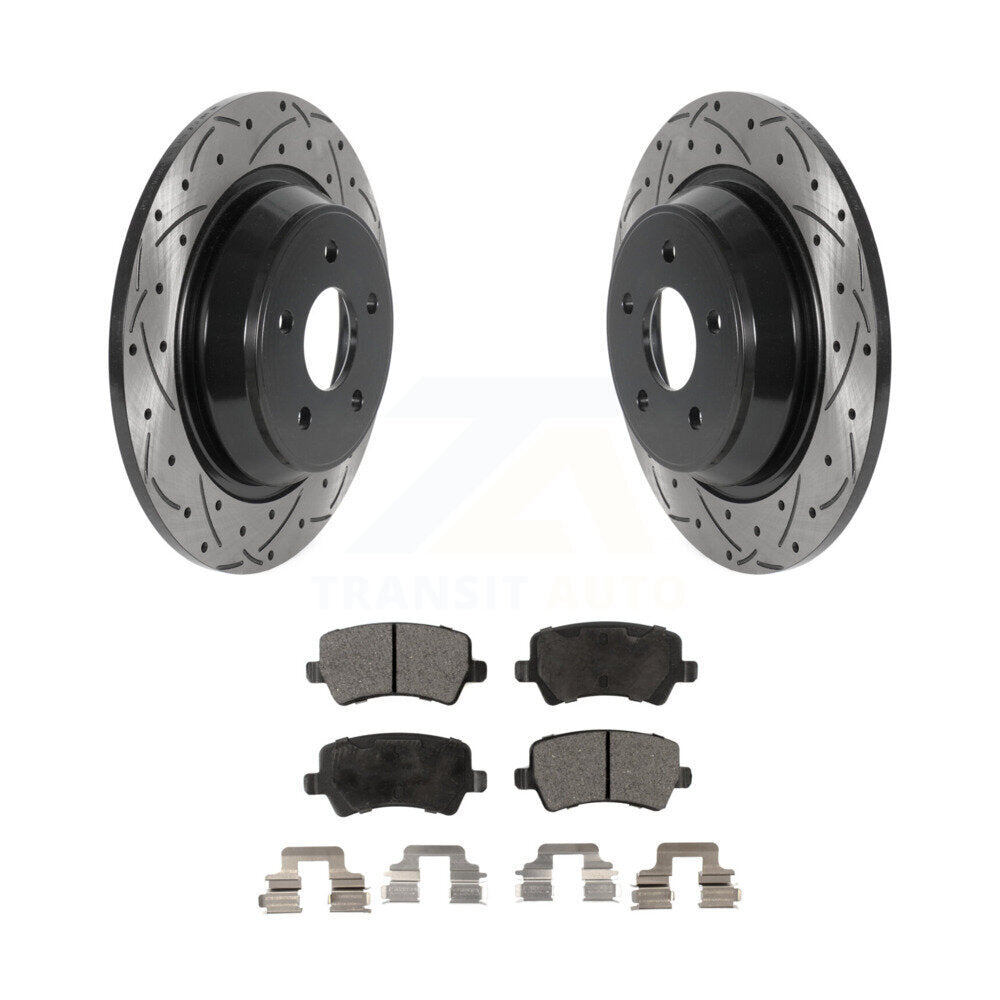 Rear Drilled Slot Brake Rotors Ceramic Pad Kit For 12-15 Land Rover Range Evoque