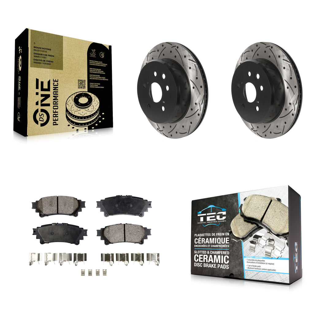 Rear Drilled Slot Brake Rotor Ceramic Pad Kit For Lexus GS350 IS300 IS200t IS350