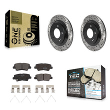 Charger l'image dans la galerie, Rear Drill Slot Brake Rotors Ceramic Pad Kit For Hyundai Sonata Kia Optima GT EV