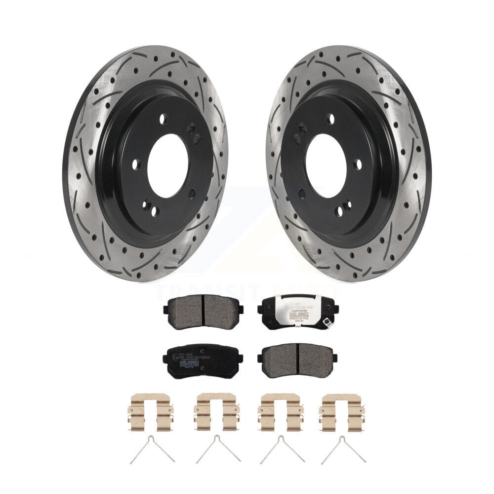 Rear Drilled Slot Brake Rotors Ceramic Pad Kit For 2016 Kia Optima LX/EX/LX 1.6T