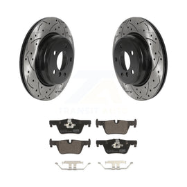 Rear Coated Drilled Slotted Disc Brake Rotor Ceramic Pad Kit For BMW 328i xDrive