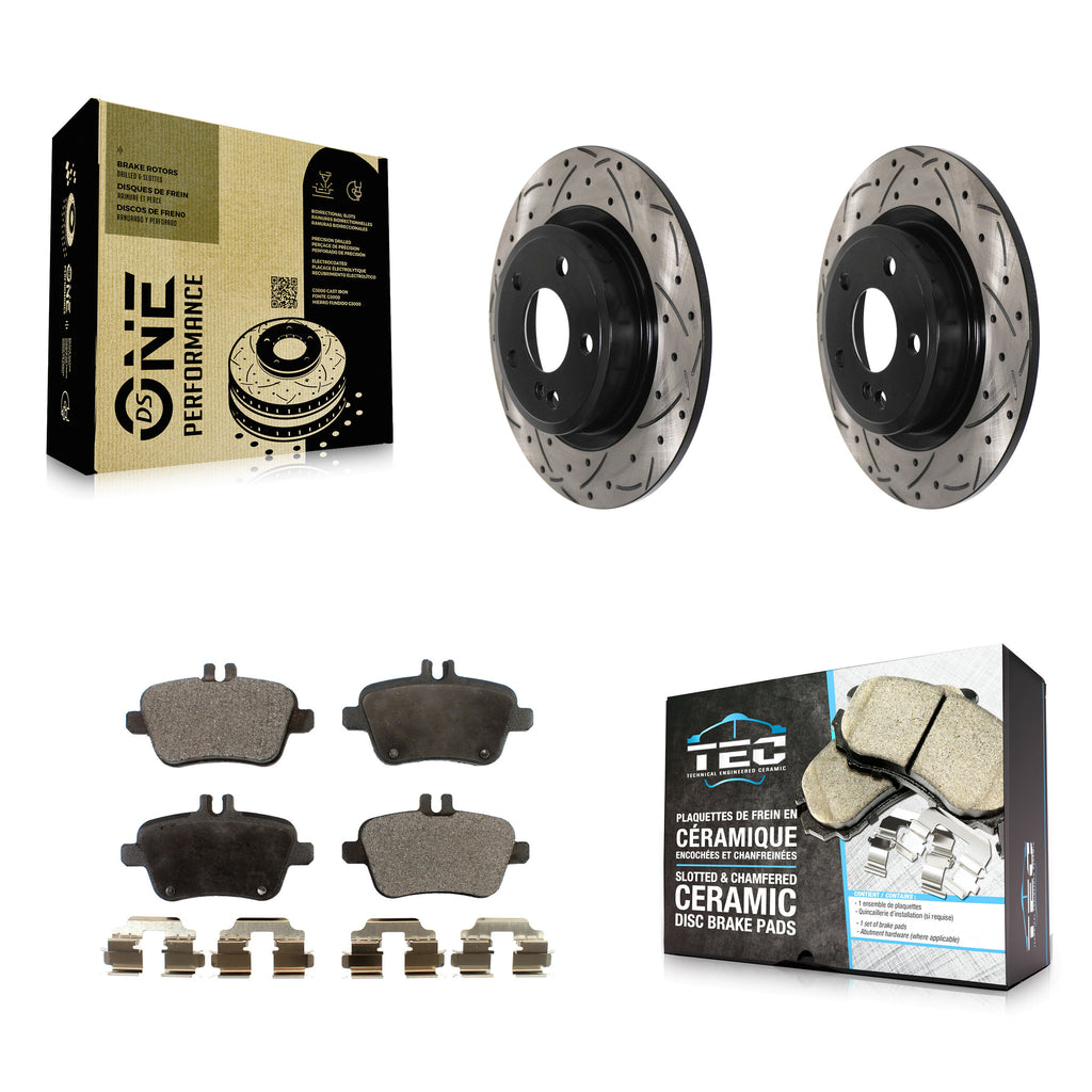 Rear Drill Slot Brake Rotor Ceramic Pad Kit For Mercedes-Benz GLA250 CLA250 QX30