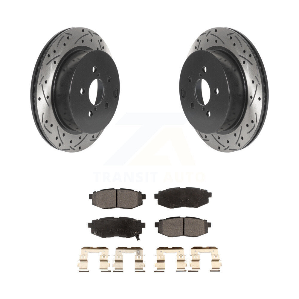 Rear Drilled Slot Brake Rotor Ceramic Pad Kit For 2014-2018 Subaru Forester 2.0L