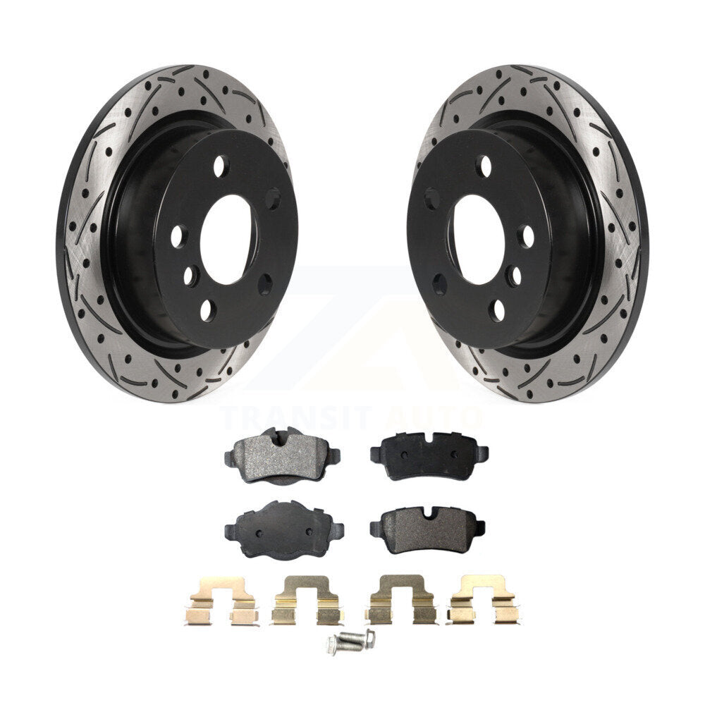 Rear Coated Drilled Slotted Disc Brake Rotor And Ceramic Pad Kit For Mini Cooper