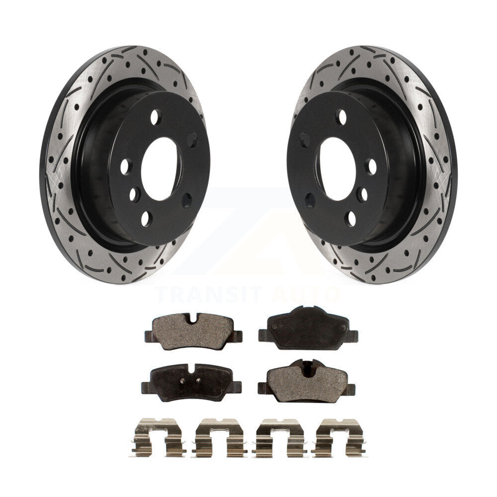 Rear Coated Drilled Slotted Disc Brake Rotor And Ceramic Pad Kit For Mini Cooper