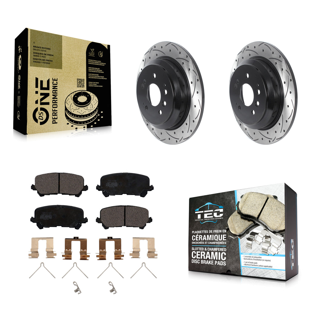 Rear Drilled Slot Brake Rotor Ceramic Pad Kit For Honda Pilot Ridgeline Passport