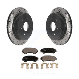 [Rear] 2017-2023 Nissan TITAN Performance Drilled & Slotted Brake Rotor & Ceramic Pads Kit For Max Braking