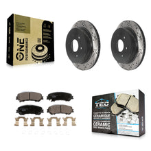 Load image into Gallery viewer, [Rear] 2017-2023 Nissan TITAN Performance Drilled &amp; Slotted Brake Rotor &amp; Ceramic Pads Kit For Max Braking
